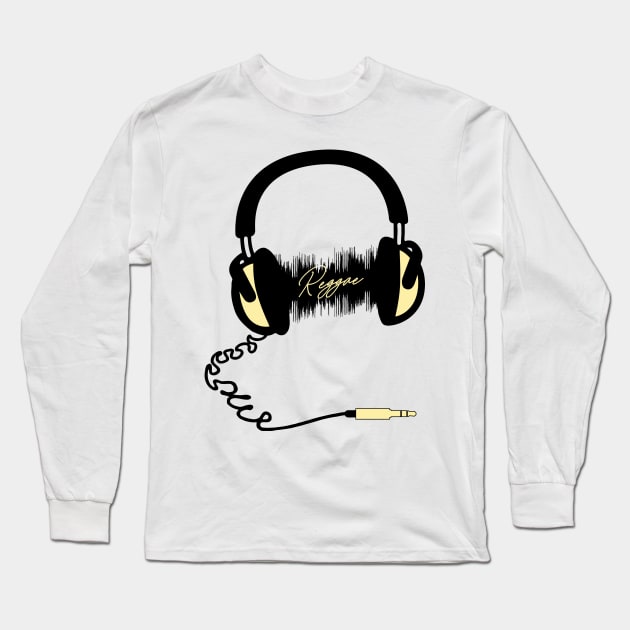 Headphones Audio Wave - Reggae Long Sleeve T-Shirt by Quentin1984